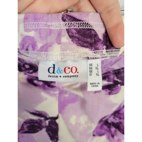 QVC Denim & Co Wide Leg Knit Floral Pull On Pant Size L - Picture 3 of 6